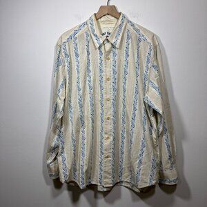 Tommy Bahama Lawn Chair Button Up Shirt Men XL Floral Striped Relax Long Sleeve